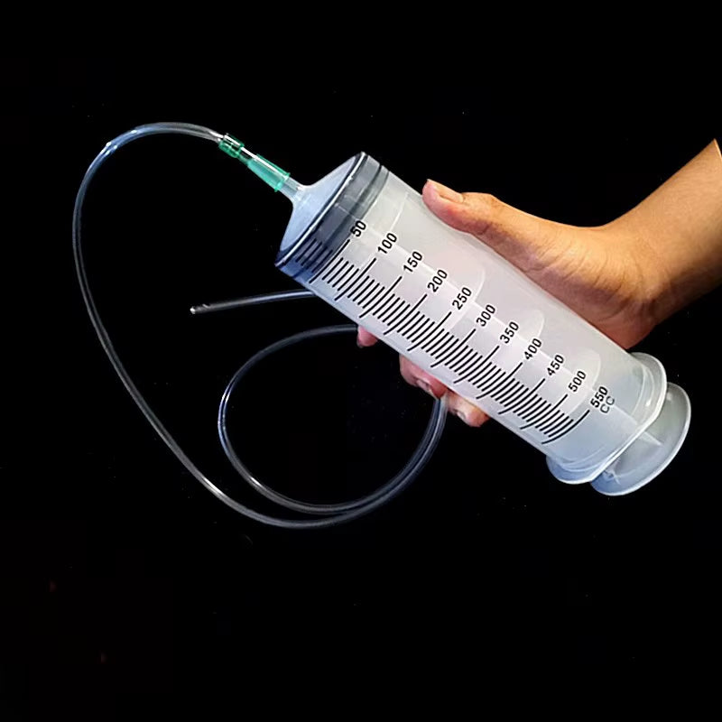 Large Syringe Tubing 500ML Plastic Syringe with Tube Converter Cap for Liquid Oil Glue Applicator Experiments Industrial Use