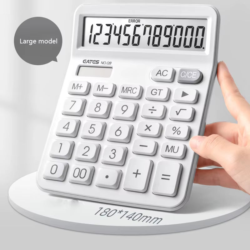 Simple Business Calculator 12-Digit Display Large Screen Dual Power Supply Calculator Student Accounting Desktop Calculator