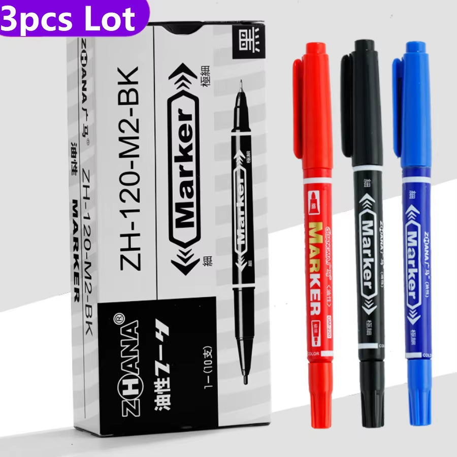 3PCS Tattoo Marker Pen Skin Marker Fine Point Large Capacity Ink 0.5Mm&1Mm Scribe Tattoo Tool Waterproof Ink Eyebrow Tattoo Pen
