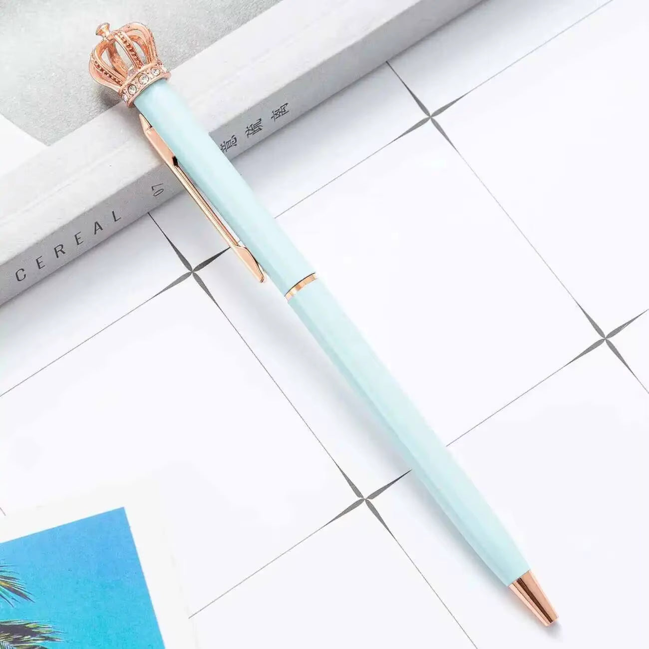 1 Piece  Crystal Shiny Metal Crown Ballpoint Pen Interesting Ball Ballpoint Pen School Stationery School Office Supplies