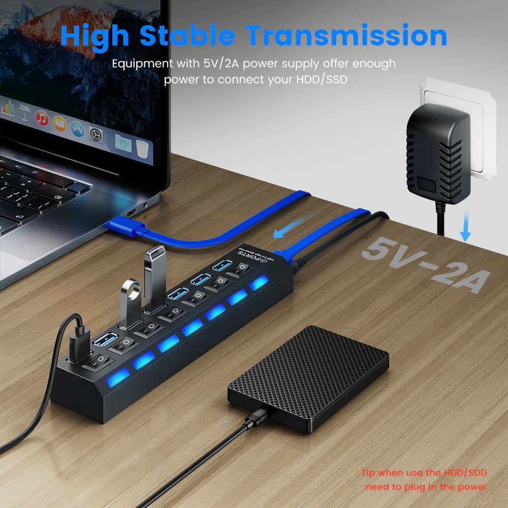 USB 3.0 HUB 3 0 HUB Multi USB Splitter 4/7 Port Expander Multiple USB 2.0 Hab Power Adapter USB3.0 Hub with Switch for PC Home