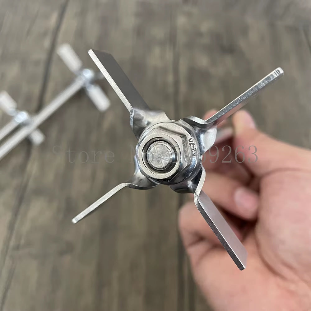 1Set 304 Stainless Steel Four - Blade Paddle with Rod,Dia 60/70Mm Four-Blade Agitator Used in Laboratory Stirring Experiments