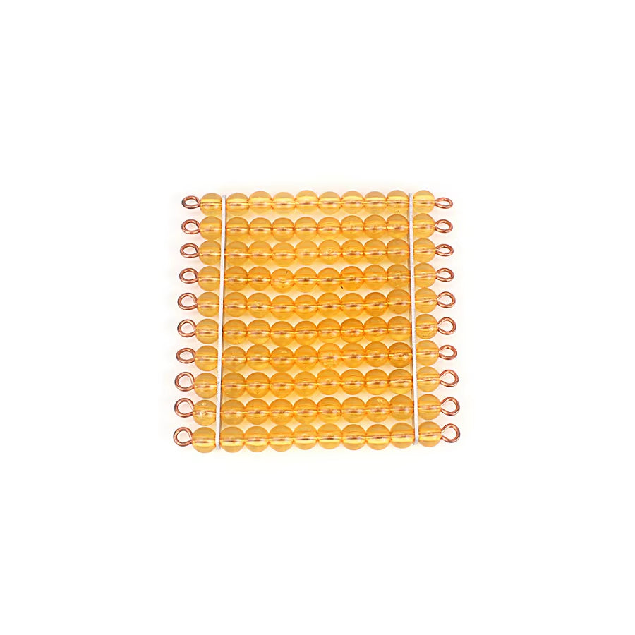 Montessori Materials Math Toys Orange Golden Plastic Pearls Colorful Beads Stair Golden Beads Digital Number 1-10 Kids Preschool