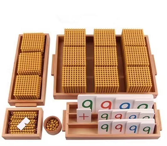 Montessori Math Toys Golden Beads Set Decimal System Learning Bank Game for Children Mathematics Material Education Equipment