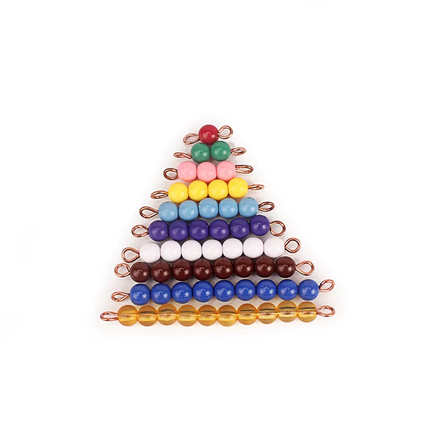 Montessori Materials Math Toys Orange Golden Plastic Pearls Colorful Beads Stair Golden Beads Digital Number 1-10 Kids Preschool