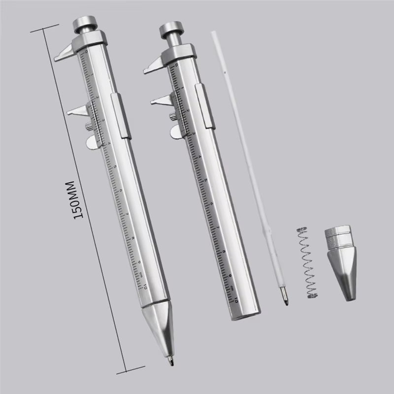 Calipers Vernier Caliper Tool Ballpoint Pen Silver Vernier Caliper Multifunction Pen Creative School Gifts Marker Pen 0-100MM