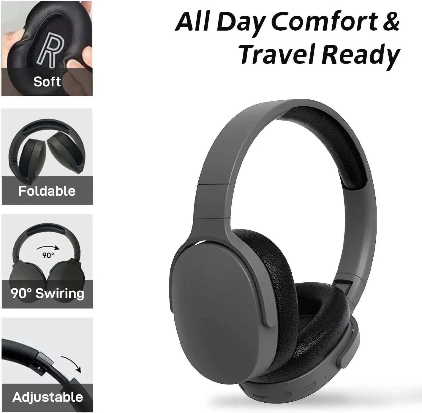#P2961 Wireless Bluetooth 5.3 Headphones over Ear Hifi Stereo Headset True Sports with Earphones TF/AUX Music Player with HD Mic