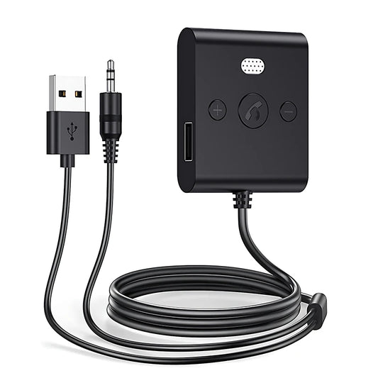 Bluetooth 5.4 Car Kit AUX Audio Receiver 3.5MM USB U-Disk Stereo Wireless Audio Adapter with Mic Handsfree Call Navigation Music