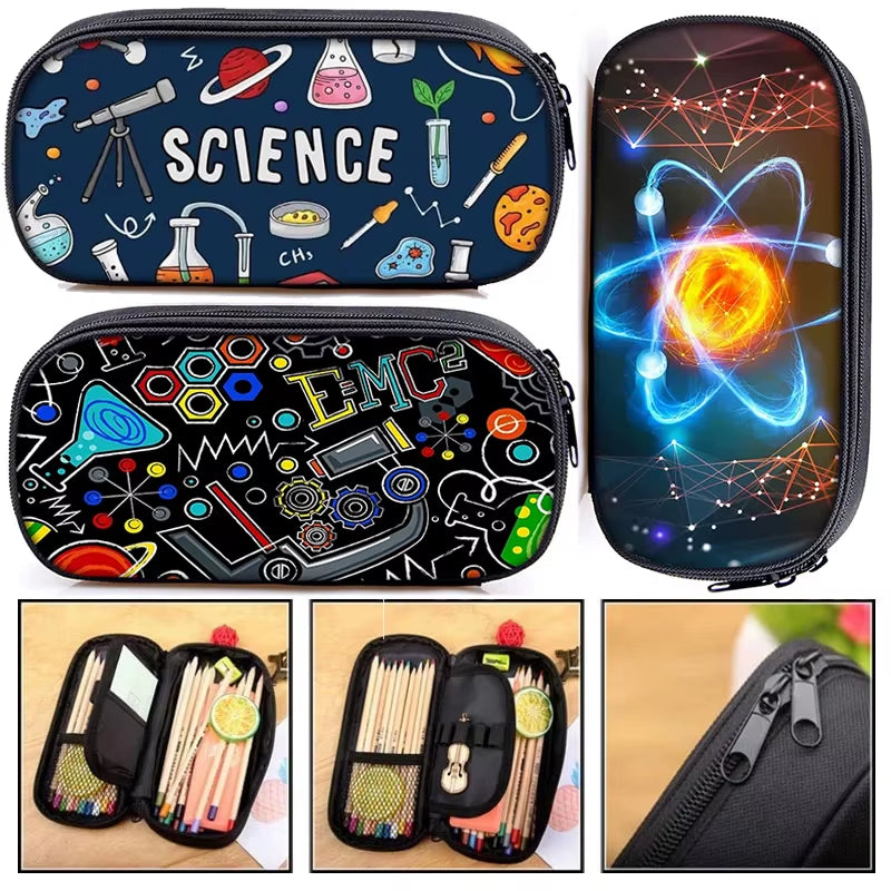Funny Geometry Mathematical Pencil Case Women Cosmetic Bags Science Experiment Student School Supplies Pen Box Gift