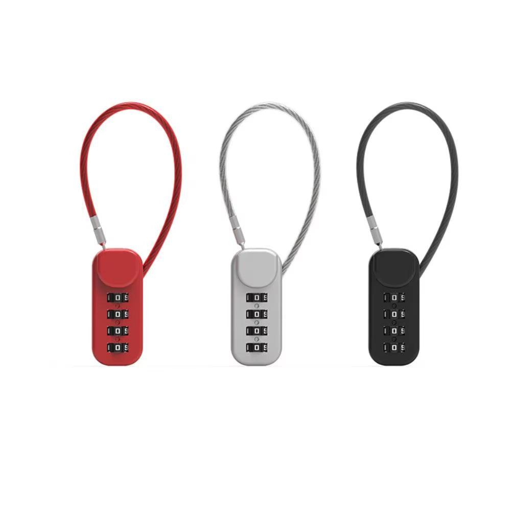 Zinc Alloy 4 Digit Password Lock Portable Anti-Theft Wire Rope Dormitory Cabinet Lock Padlock Luggage Combination Lock Home