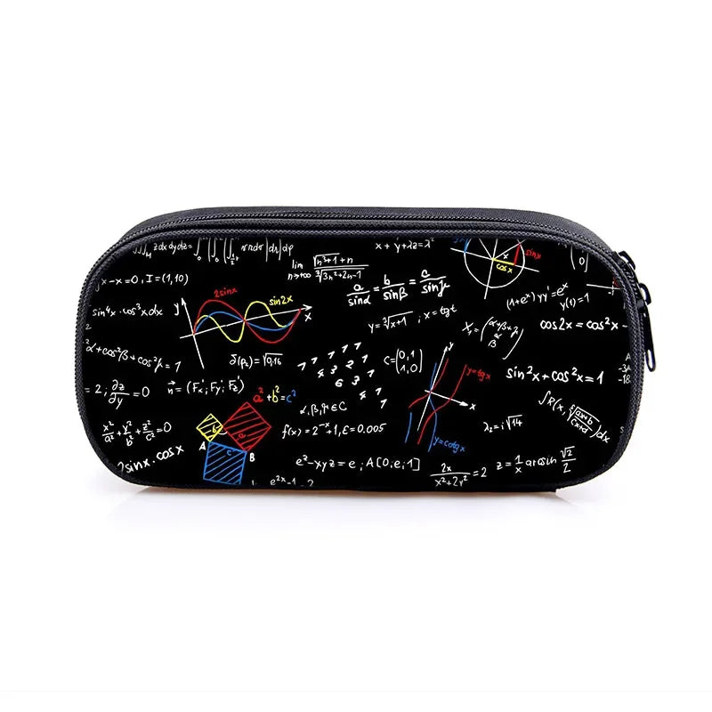 Funny Geometry Mathematical Pencil Case Women Cosmetic Bags Science Experiment Student School Supplies Pen Box Gift