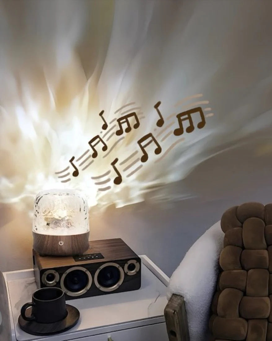 Light Theatre: Ambient Light with Stereo Speaker, Ripple Sunset Aurora Projector All-In-1