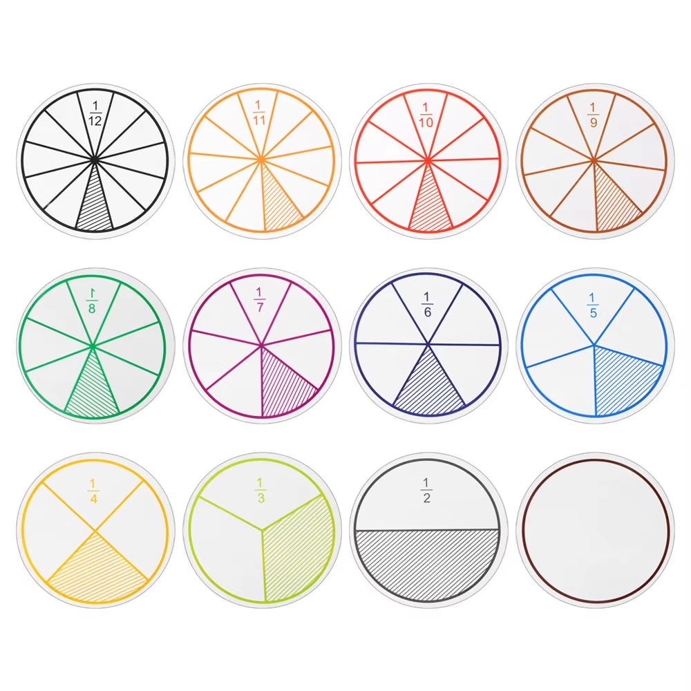 51Pcs EVA round Shaped Fraction Instrument Demonstrator Montessori Math Educational Toy Student Learning Tool Math Teaching Gift