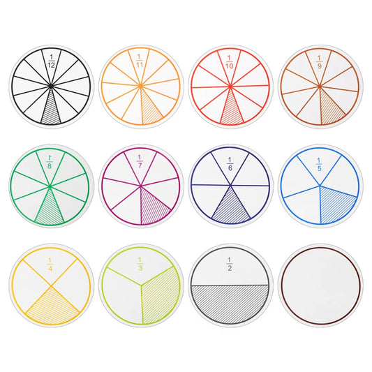 51Pcs EVA round Shaped Fraction Instrument Demonstrator Montessori Math Educational Toy Student Learning Tool Math Teaching Gift