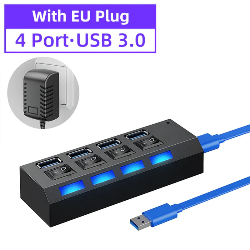 USB 3.0 HUB 3 0 HUB Multi USB Splitter 4/7 Port Expander Multiple USB 2.0 Hab Power Adapter USB3.0 Hub with Switch for PC Home