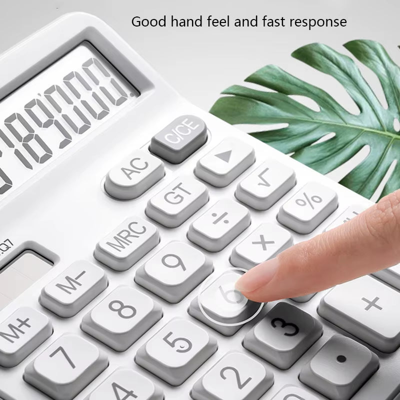 Simple Business Calculator 12-Digit Display Large Screen Dual Power Supply Calculator Student Accounting Desktop Calculator