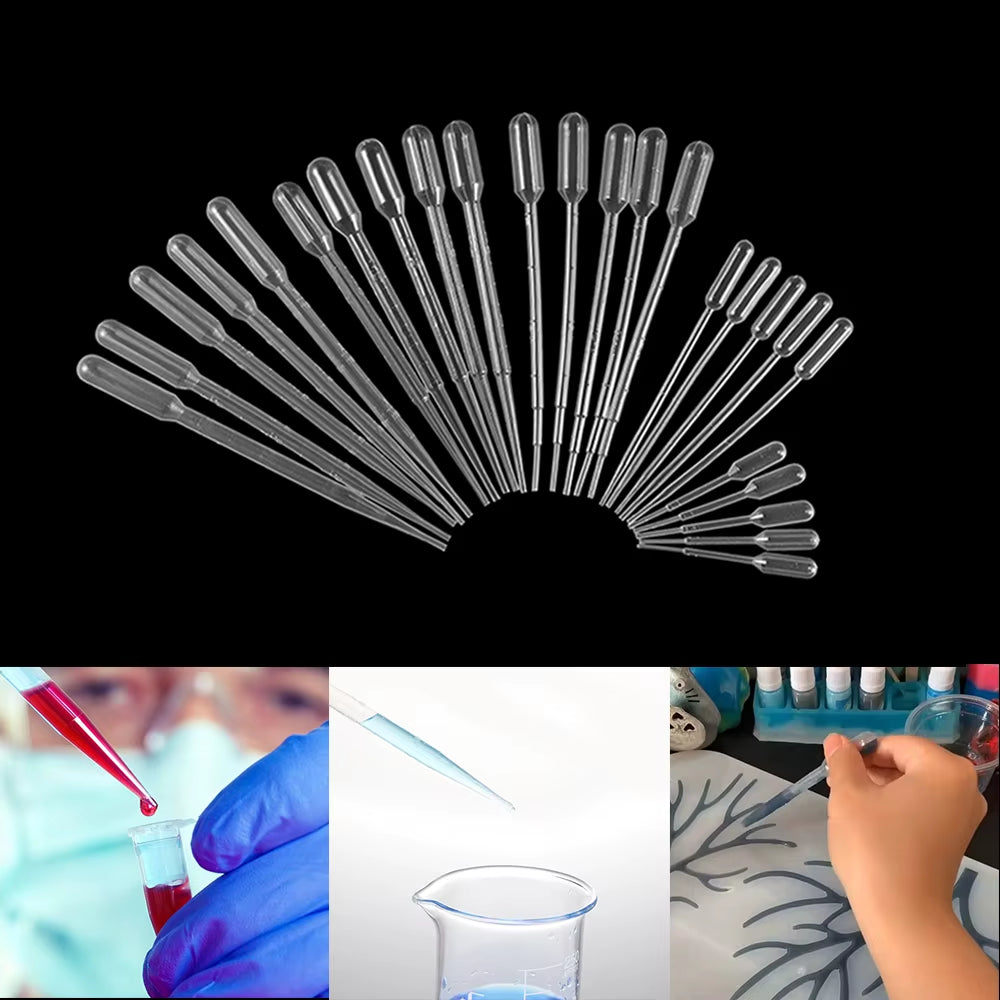 0.2/0.5/1/2/3ML Disposable Plastic Transfer Graduated Pipettes for Silicone Epoxy Resin Mold DIY Jewelry Making Squeeze Pipettes