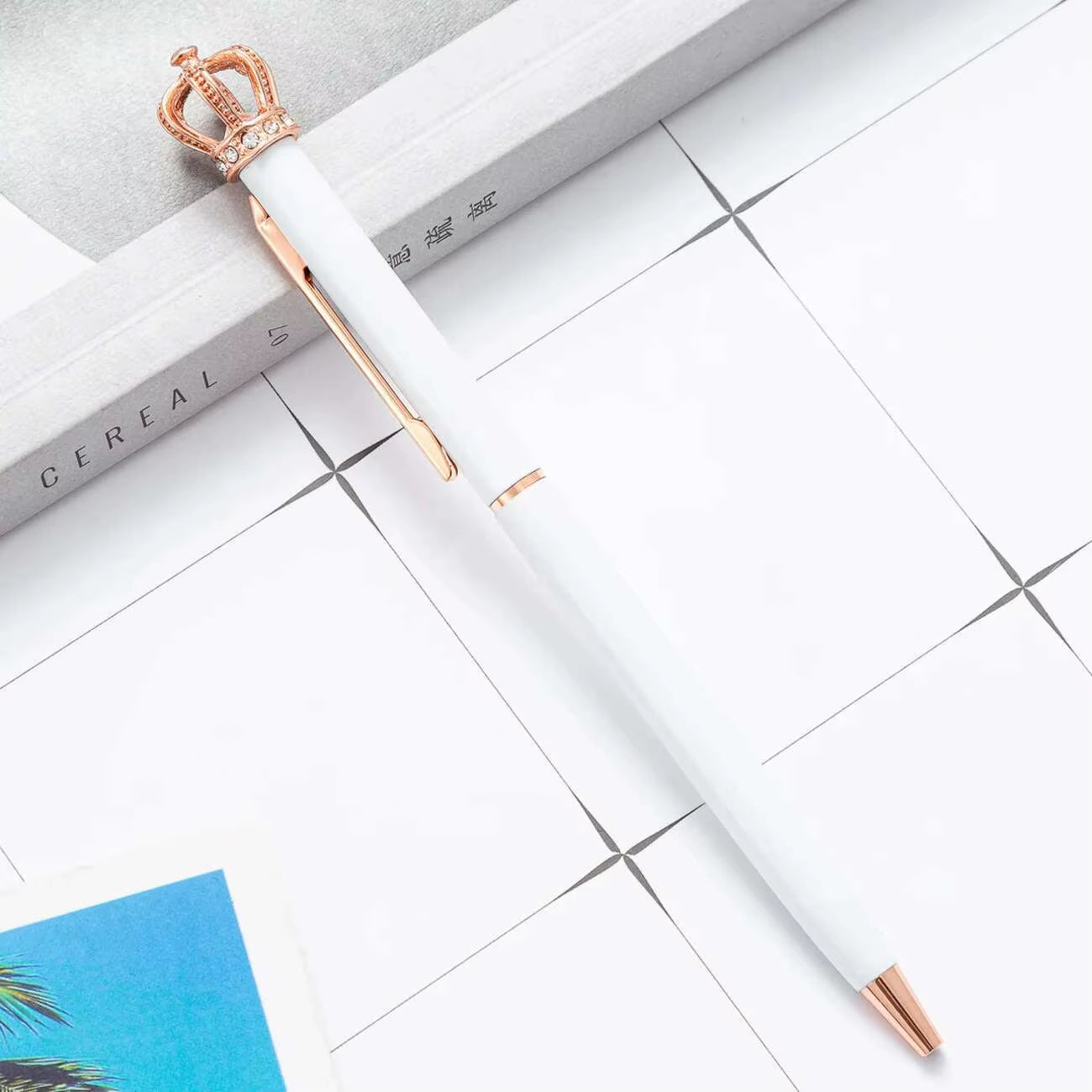 1 Piece  Crystal Shiny Metal Crown Ballpoint Pen Interesting Ball Ballpoint Pen School Stationery School Office Supplies