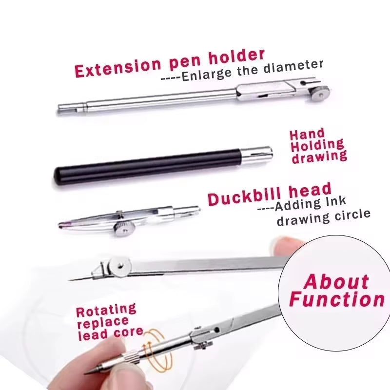 Stainless Steel Multifunctional Drafting Drawing Compass/Lead Core Math Geometry Circles Tool Durable Supplies 8600/8601