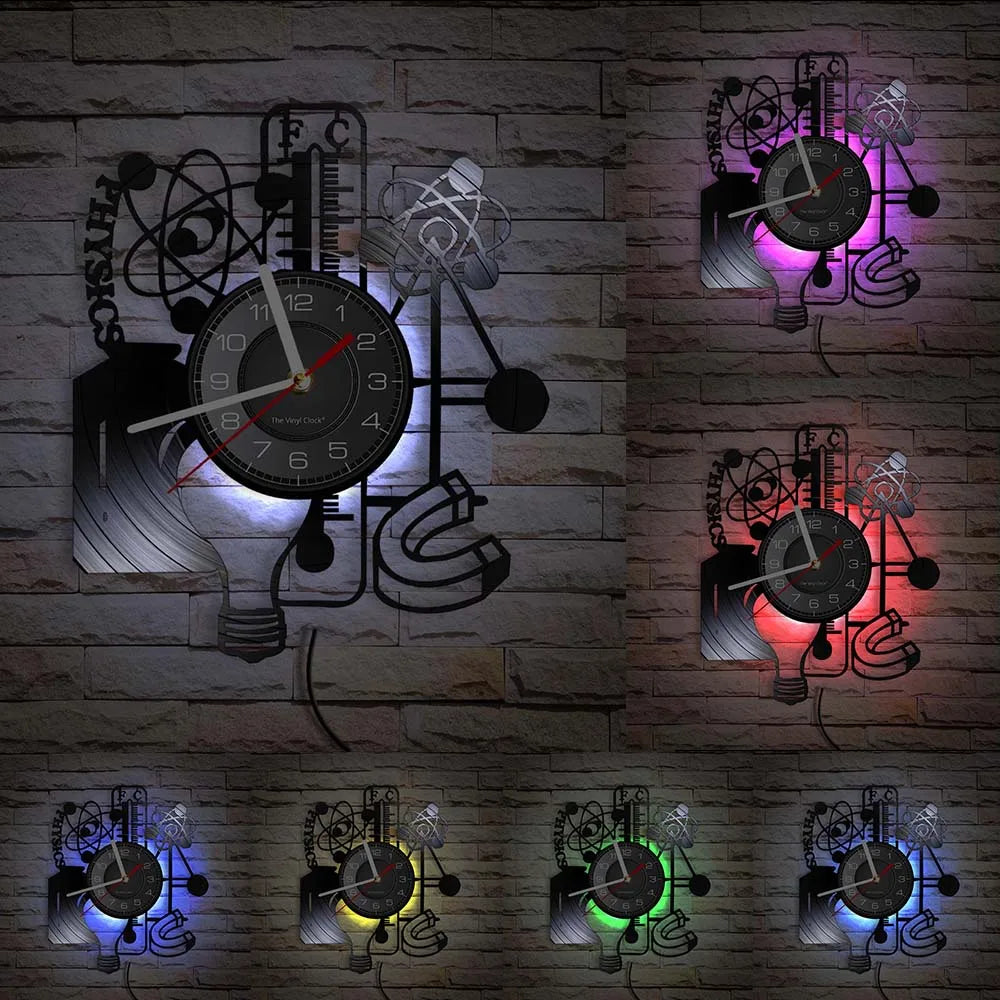 Chemistry Experiments Wall Clock Science Laboratory Decoration Periodical Elements Table Wall Art Retro Vinyl Record Wall Clock
