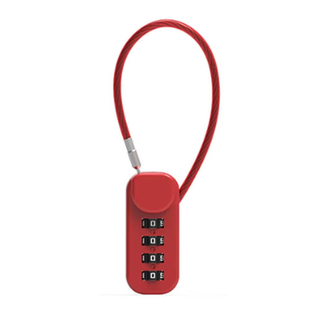 Zinc Alloy 4 Digit Password Lock Portable Anti-Theft Wire Rope Dormitory Cabinet Lock Padlock Luggage Combination Lock Home