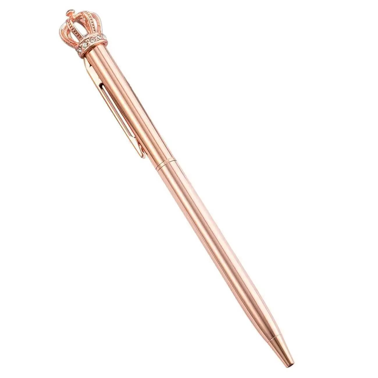 1 Piece  Crystal Shiny Metal Crown Ballpoint Pen Interesting Ball Ballpoint Pen School Stationery School Office Supplies
