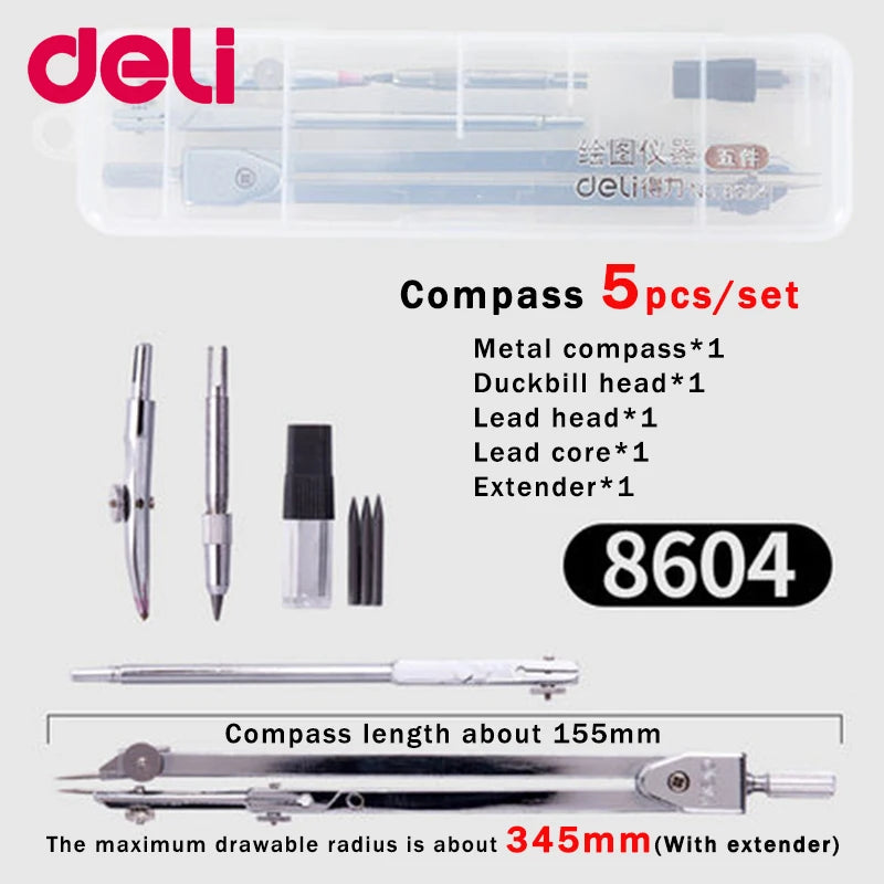 Stainless Steel Multifunctional Drafting Drawing Compass Math Geometry 2/4/5/6 Pcs/Set Circles Tool Durable School Supplies