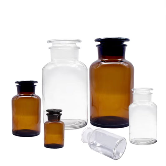 Lab 30Ml-1000Ml Clear/Brown Glass Reagent Bottles Frosted Mouth Sealed Vials with Scale Chemical Experiment Equipment