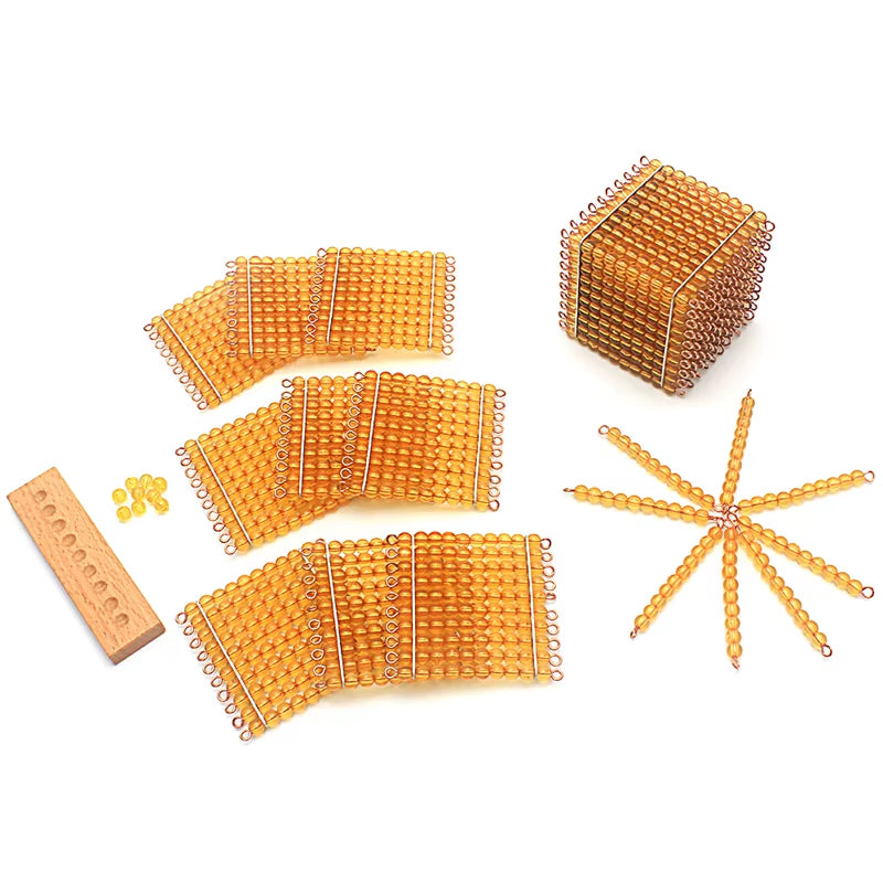 Montessori Materials Bead Math Toy Gold Beads Symbols with Trays Decimal Bank Game Decimals Learning for Preschool Student Gift