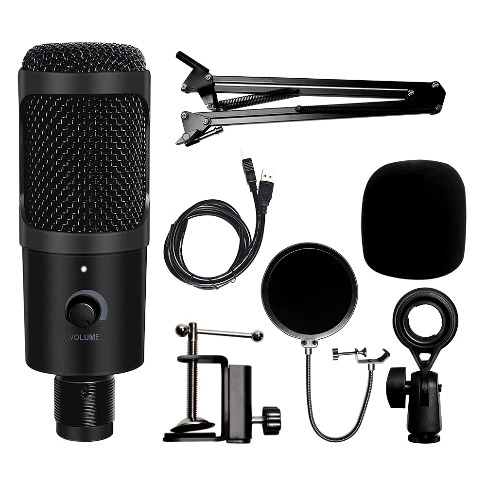 USB Microphone Condenser D80 Recording Microphone with Stand and Ring Light for PC Karaoke Streaming Podcasting for Youtube