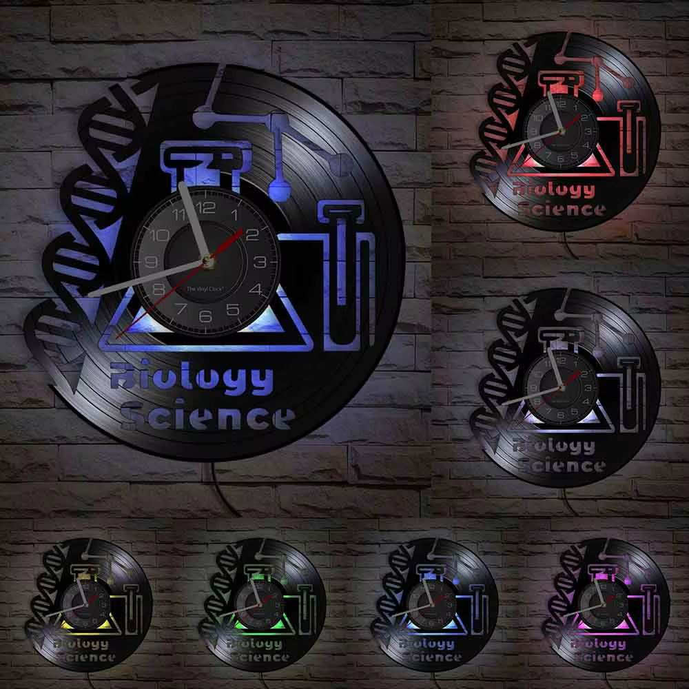 Chemistry Experiments Wall Clock Science Laboratory Decoration Periodical Elements Table Wall Art Retro Vinyl Record Wall Clock
