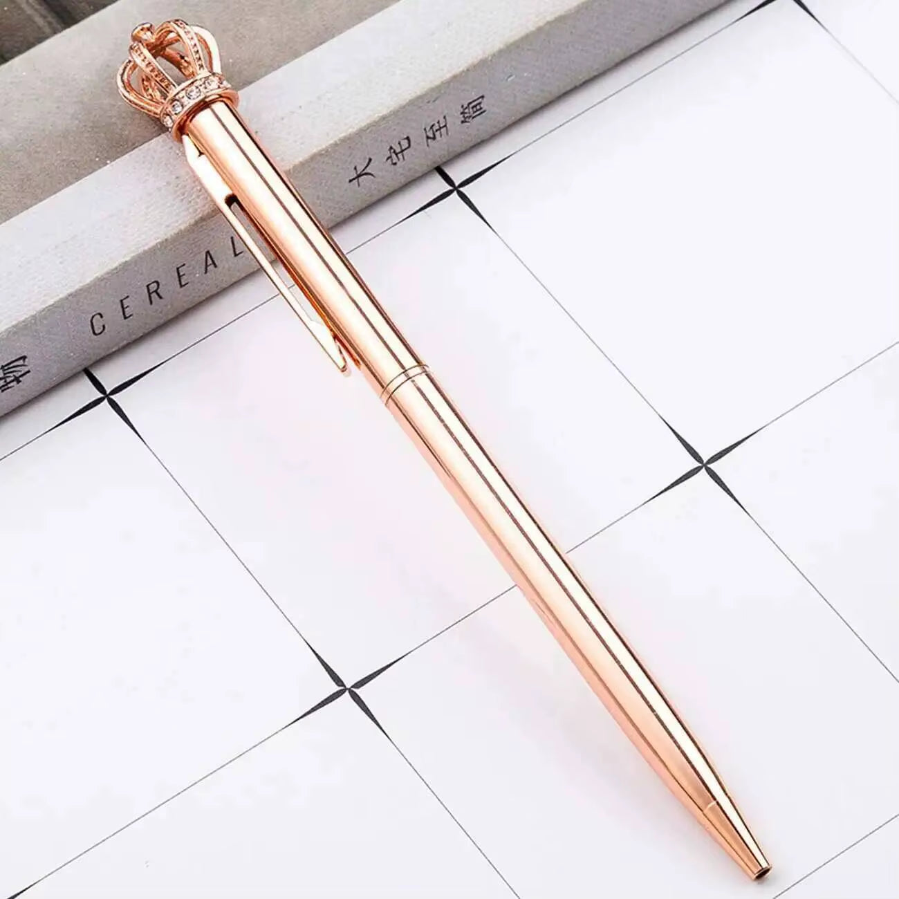 1 Piece  Crystal Shiny Metal Crown Ballpoint Pen Interesting Ball Ballpoint Pen School Stationery School Office Supplies