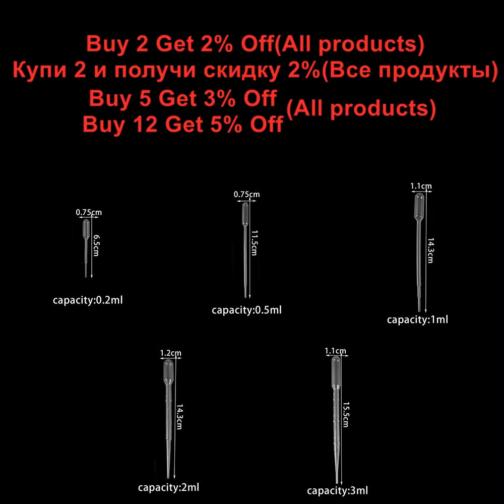 0.2/0.5/1/2/3ML Disposable Plastic Transfer Graduated Pipettes for Silicone Epoxy Resin Mold DIY Jewelry Making Squeeze Pipettes