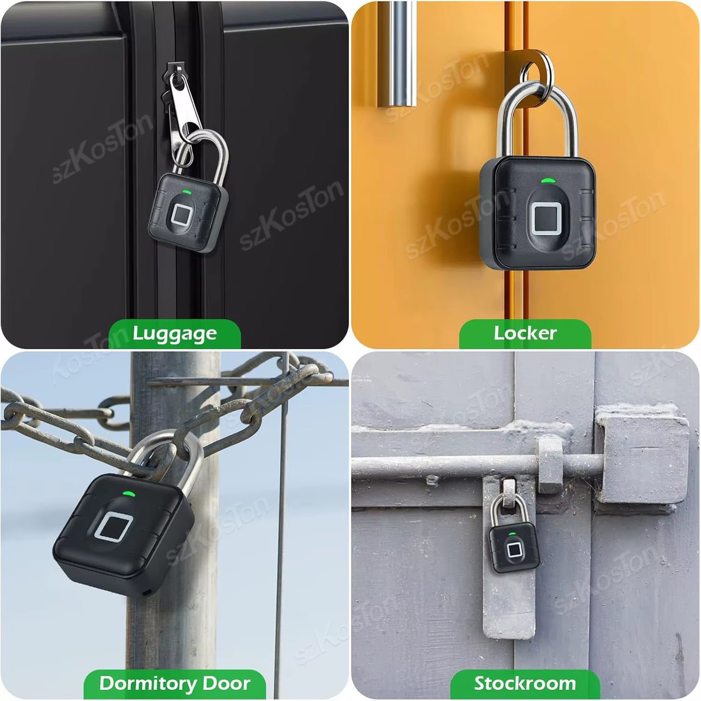 Waterproof Smart Fingerprint Padlock Locker Dormitory Anti-Theft Padlock Keyless Security Protect Electronic Unlock for Luggage