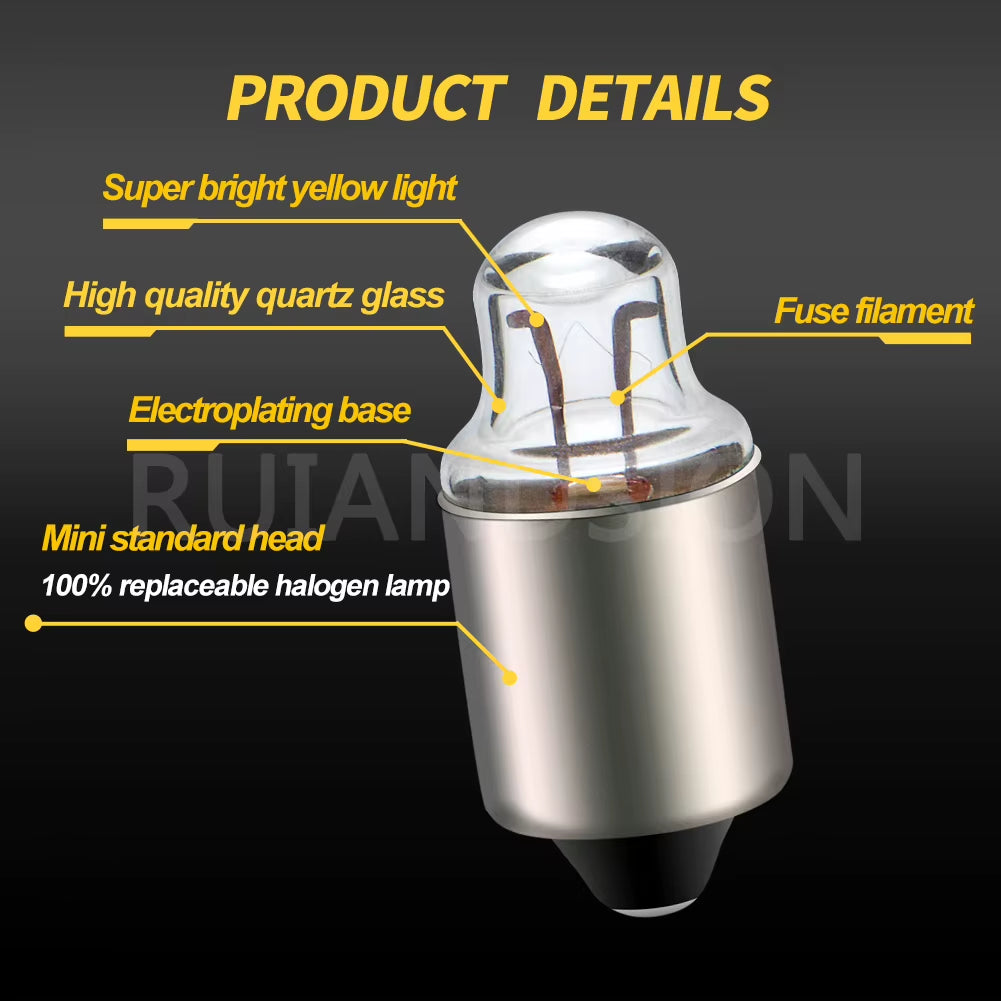 Ruiandsion 10Pcs 1.1V 1.2V 1.5V E10 B9 Samll Halogen Bulb for Test Experiment Teaching Flashlight Warm White