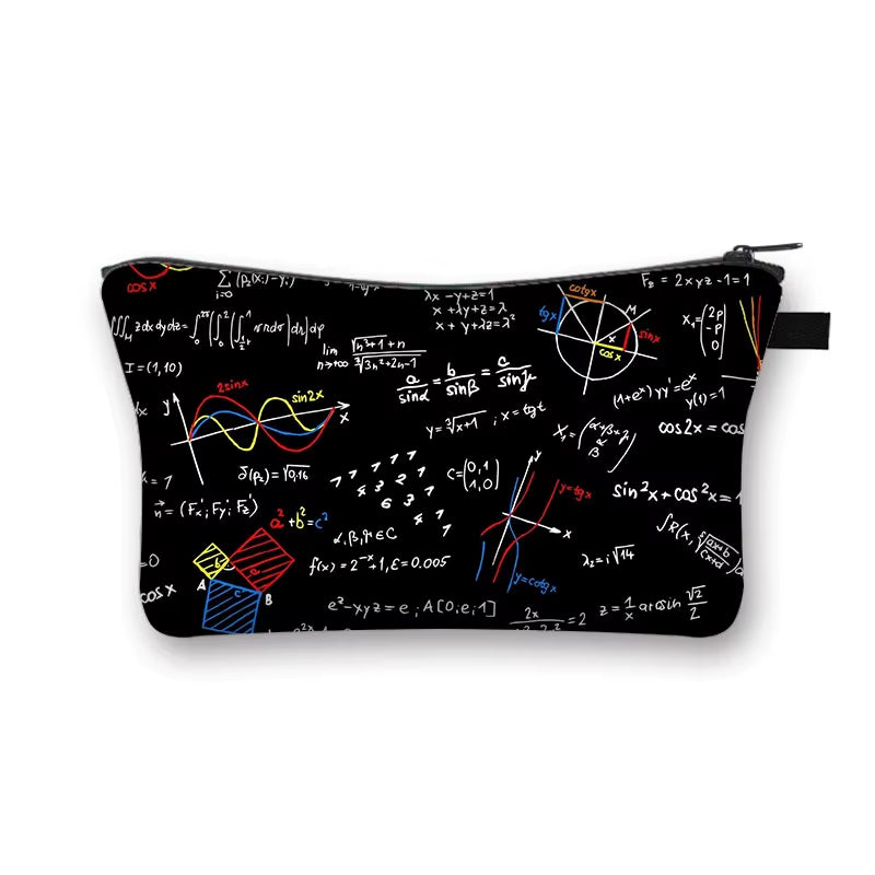 Math Formula Geometry Science Mathematical Cosmetic Case Cute Makeup Bags for Travel Experiment Storage Lipstick Bag Gift
