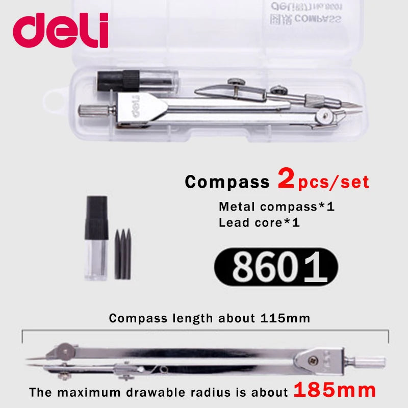 Stainless Steel Multifunctional Drafting Drawing Compass/Lead Core Math Geometry Circles Tool Durable Supplies 8600/8601