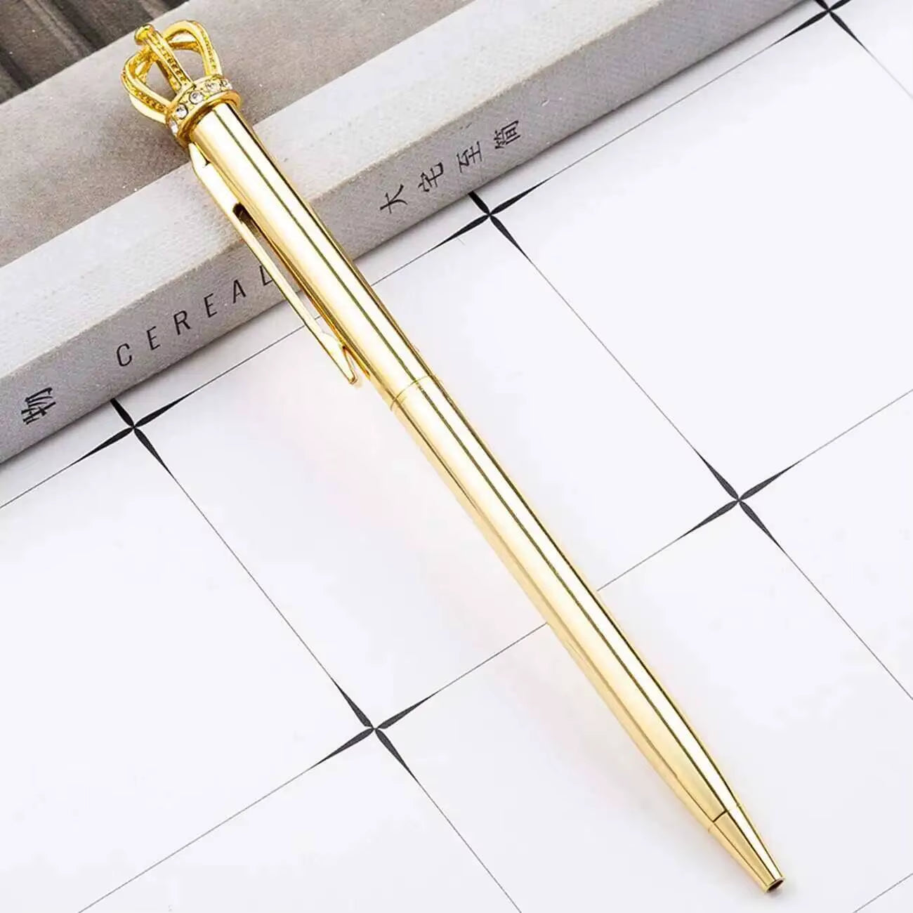 1 Piece  Crystal Shiny Metal Crown Ballpoint Pen Interesting Ball Ballpoint Pen School Stationery School Office Supplies