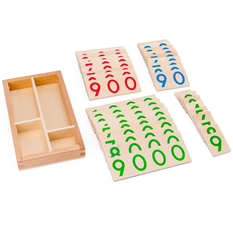 Children'S Wooden Montessori Numbers 1-9000 Learning Card Math Teaching Aids Preschool Children Early Education Educational Toys