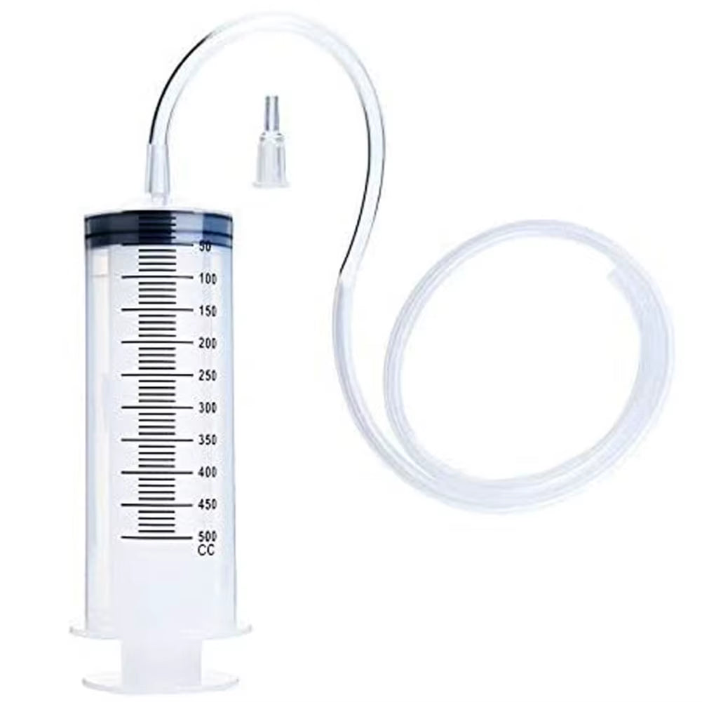 Large Syringe Tubing 500ML Plastic Syringe with Tube Converter Cap for Liquid Oil Glue Applicator Experiments Industrial Use