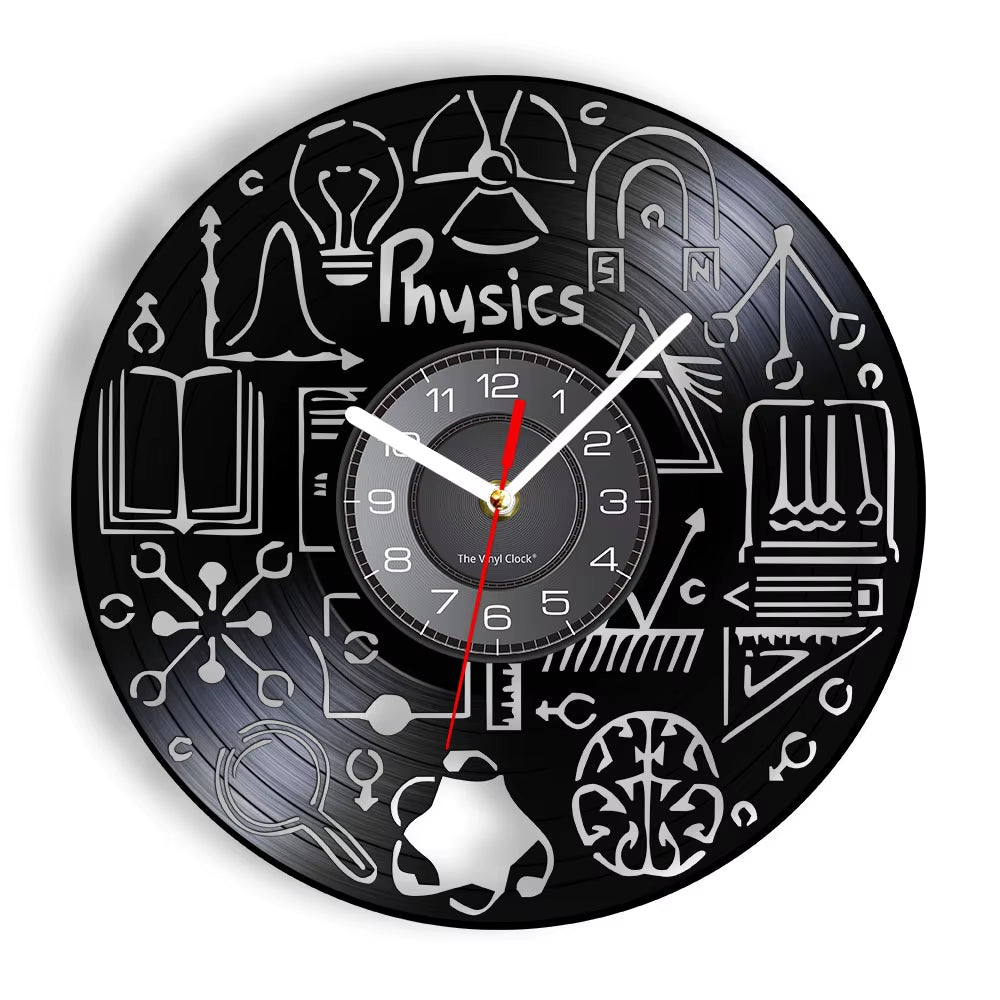 Chemistry Experiments Wall Clock Science Laboratory Decoration Periodical Elements Table Wall Art Retro Vinyl Record Wall Clock