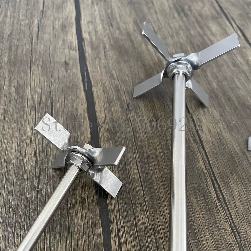 1Set 304 Stainless Steel Four - Blade Paddle with Rod,Dia 60/70Mm Four-Blade Agitator Used in Laboratory Stirring Experiments