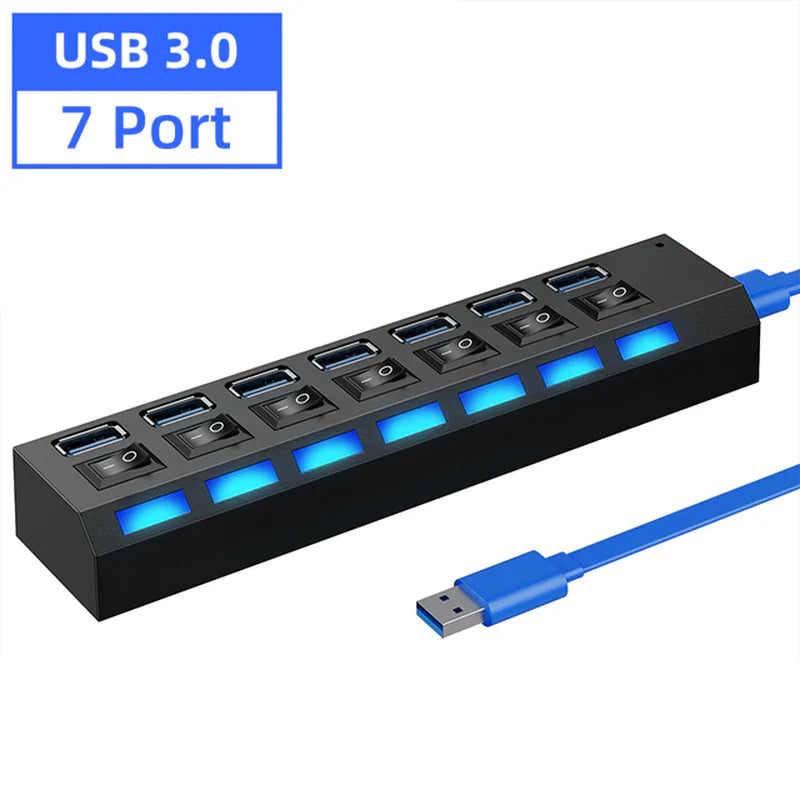 USB 3.0 HUB 3 0 HUB Multi USB Splitter 4/7 Port Expander Multiple USB 2.0 Hab Power Adapter USB3.0 Hub with Switch for PC Home