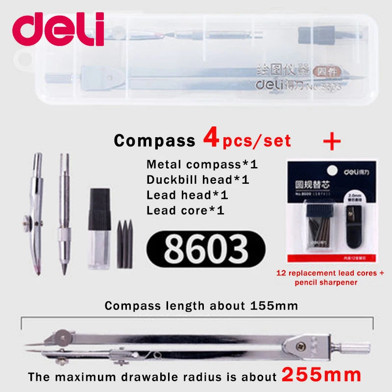 Stainless Steel Multifunctional Drafting Drawing Compass Math Geometry 2/4/5/6 Pcs/Set Circles Tool Durable School Supplies