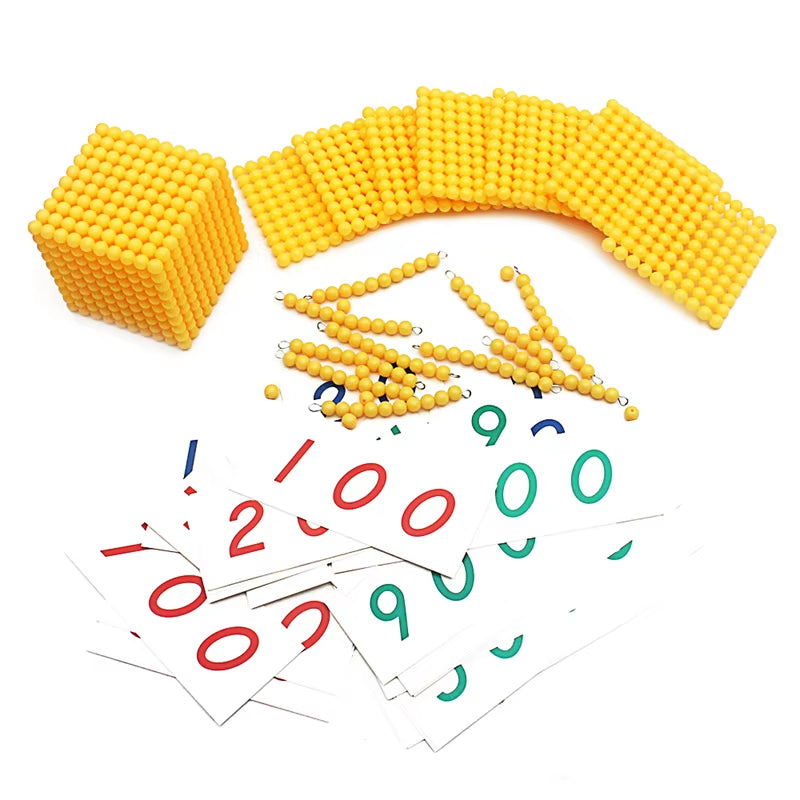 Montessori Materials Bead Math Toy Gold Beads Symbols with Trays Decimal Bank Game Decimals Learning for Preschool Student Gift