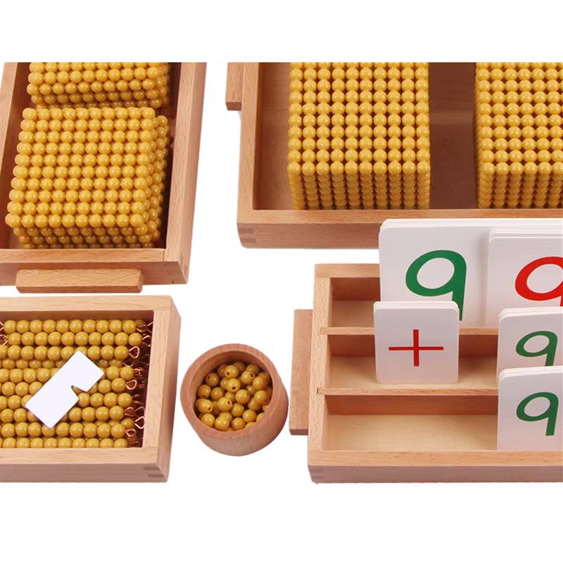 Montessori Math Toys Golden Beads Set Decimal System Learning Bank Game for Children Mathematics Material Education Equipment