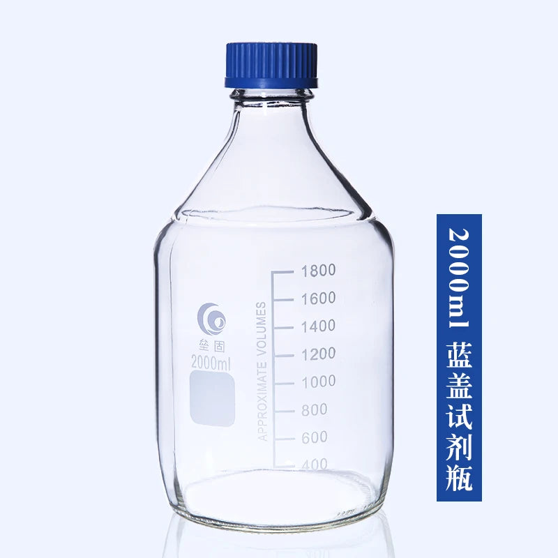 Glass Blue Transparent Reagent Bottle 100/250/500/1000Ml Screw Mouth Scale Lab Sampling Bottle Transparent Silk Mouth Bottle