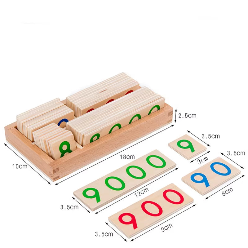 Children'S Wooden Montessori Numbers 1-9000 Learning Card Math Teaching Aids Preschool Children Early Education Educational Toys