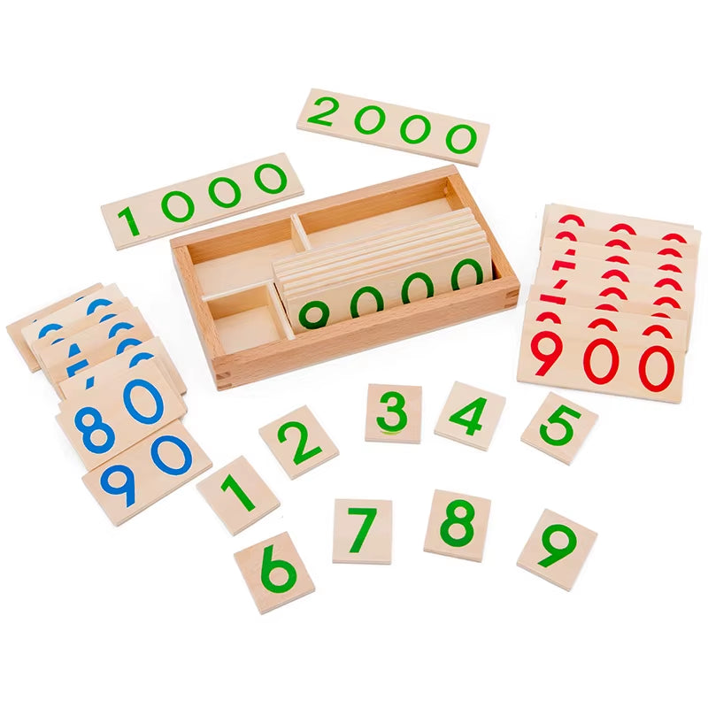 Children'S Wooden Montessori Numbers 1-9000 Learning Card Math Teaching Aids Preschool Children Early Education Educational Toys