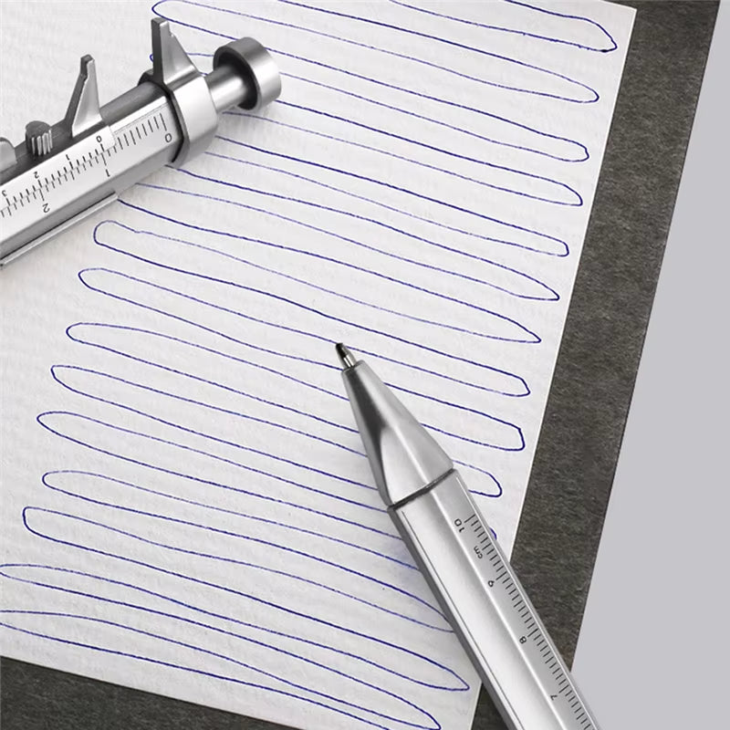 Calipers Vernier Caliper Tool Ballpoint Pen Silver Vernier Caliper Multifunction Pen Creative School Gifts Marker Pen 0-100MM